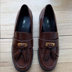 Zara Chestnut Tassel Loafers